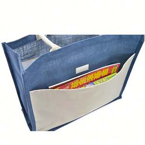 Sacs de shopping en toile de jute en gros avec poignées, sacs fourre-tout en jute naturelle avec logo imprimé personnalisé - Product Image 4