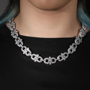 UWIN CH Cross Floral Infiniti catena a maglie 5A CZ ghiacciata a catena Infinity 8 <span class=keywords><strong>con</strong></span> collana da donna rosa blu Marquise zircone - Product Image 3