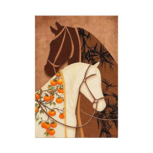 Vintage Horse Abstract Art <b>Canvas</b> Print Beige <b>Frame</b> Rectangle Wall Decor For Living Room Entryway - Product Image 5