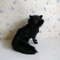 Peluche Renard Réaliste Mignon et Moelleux Blanc Marron Noir pour Décoration Intérieure, Animal Sauvage Kawaii, Accessoire de Photographie et de Vitrine