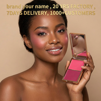 Palette de fard à joues OEM ODM, étiquette personnalisée, haute pigmentation, poudre pressée et crème de blush 2 en 1, palette de blush imperméable