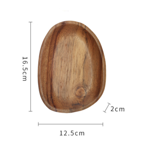 Plateau en bois d'acacia avec pieds, forme galet, plat <span class=keywords><strong>de</strong></span> service, bol à apéritifs, à collations et à noix, décoration rustique style ferme, vente en gros - Product Image 5