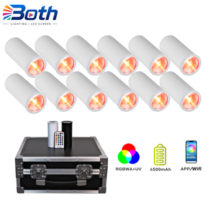 12 luces LED inalámbricas mini RGBWA UV Chroma Cannon recargables con estuche para efectos de fiesta - Product Image 1