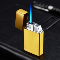 Briquets à fumée vintage en métal rechargeables Logo personnalisé Bleu Straight Jet Flame Vintage