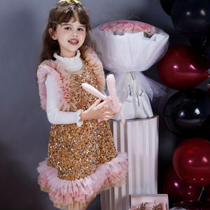 Filles sans manches taffetas robe <span class=keywords><strong>gilet</strong></span> paillettes princesse gâteau jupe bébé Tutu ODM vêtements pour enfants fleur décoration nouveau Style - Product Image 4