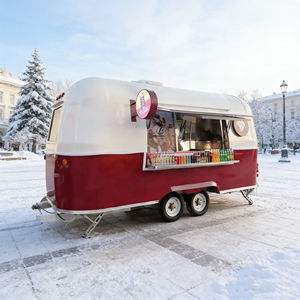 รถเข็นขายของเคลื่อนที่สแตนเลสสีแดงและสีขาว 4 ล้อ สำหรับขายไอศกรีมและเครื่องดื่มในเขตศูนย์กลางเมือง - Product Image 4