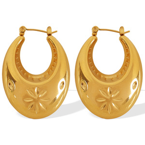 <b>Moon</b> Shape Hoop <b>Earrings</b> Gold Silver Plated Titanium Steel For Women Fashion Jewelry EH706 - Product Image 5