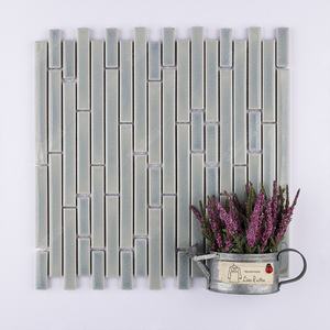 Liquidation vente pas cher prix d'usine bande aléatoire vert menthe brillant craquelé porcelaine émaillée pour cuisine salle de bain décoration murale - Product Image 5