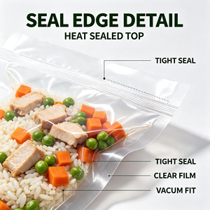 Sacs sous vide de qualité alimentaire sans BPA avec fermeture éclair, sacs en plastique à trois soudures latérales transparents et étanches pour repas préparés - Product Image 4
