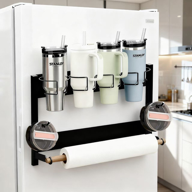 Stanley Double Tier Metal Magnetic Water Bottle Organizer & Cup Holder for Tumbler Storage