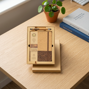 Ensemble cadeau promotionnel Liviya : Carnet de notes en cuir PU naturel style professionnel et stylo, avec logo personnalisé et impression en relief – Idéal pour la Saint-Valentin - Product Image 1