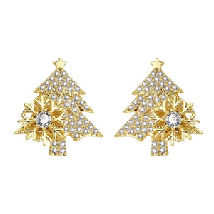 Christmas Tree Stud Earrings Sparkling Zircon Accent Women Fashion Jewelry Holiday Party Wear Gift - Product Image 6