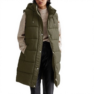 Gilet matelassé léger pour <span class=keywords><strong>femme</strong></span> avec logo personnalisé, veste courte d'hiver sans manches, gilet fin ajusté à col montant, fermeture éclair intégrale, vêtement d'extérieur - Product Image 1