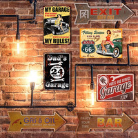 Pancarte Métallique Vintage DAD'S GARAGE, Affiche Métallique Ancienne 'Mon Garage, Mes Règles', Décoration Murale pour 'Man Cave' et Réparation Automobile, Panneau en Étain Rétro 'Huiles et Essence'