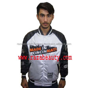 Wholesale Custom Eco-Friendly Breathable <b>Summer</b> <b>Men's</b> Satin Bomber Varsity <b>Jacket</b> with Embroidery - Product Image 3