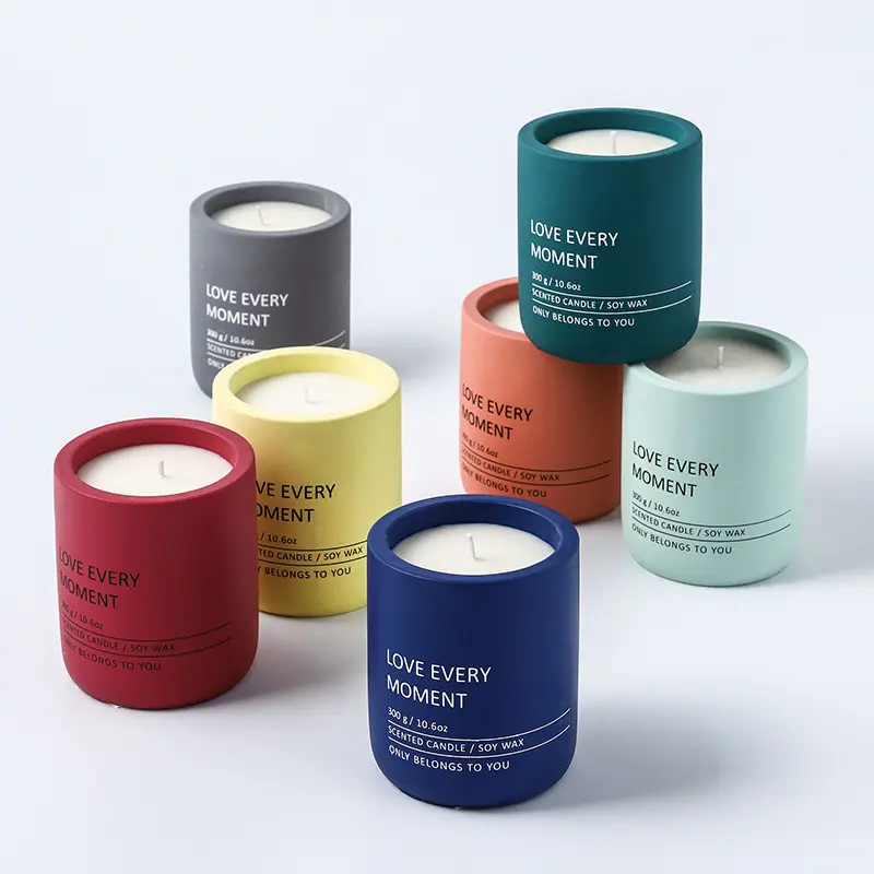 UBOBO nuovo stile personalizzato smerigliato rotondo colore opaco barattolo di candela barattoli di candela in ceramica vaso di candela in cemento nordico