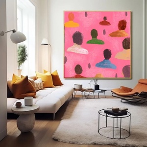 Art mural 3D, grande peinture à l'huile abstraite rose peinte à la main, art mural moderne en acrylique sur toile pour la décoration moderne de la maison et de la galerie - Product Image 1