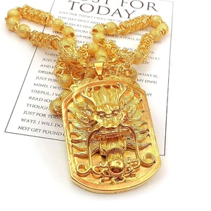 Collar con Colgante de Cadena de Eslabones Chapado en Oro de 24K, Diseño de Dragón, Estilo Hip Hop, Punk, Moderno, Regalo para Hombre - Product Image 3