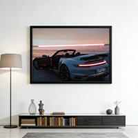 Impression sur toile avec lumière LED néon dimmable en forme de voiture de course pour chambre à coucher, salle de jeux, cadeaux d'anniversaire