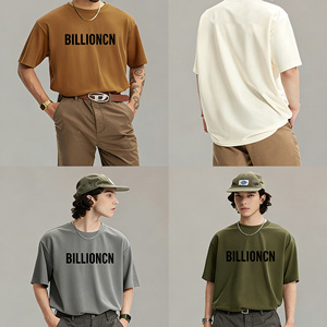 T-shirts de sport respirants à manches courtes et col rond en coton tricoté 100 % personnalisés pour hommes, coupe oversize, style streetwear lourd, vente en gros - Product Image 4