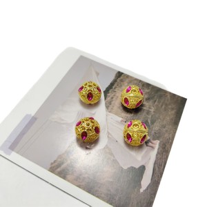 Electroplated Alloy Zircon Hollow Bead Round Sphere With Straight Hole For <b>Pen</b> Beads 076 Jinhua Winter 2025 - Product Image 5