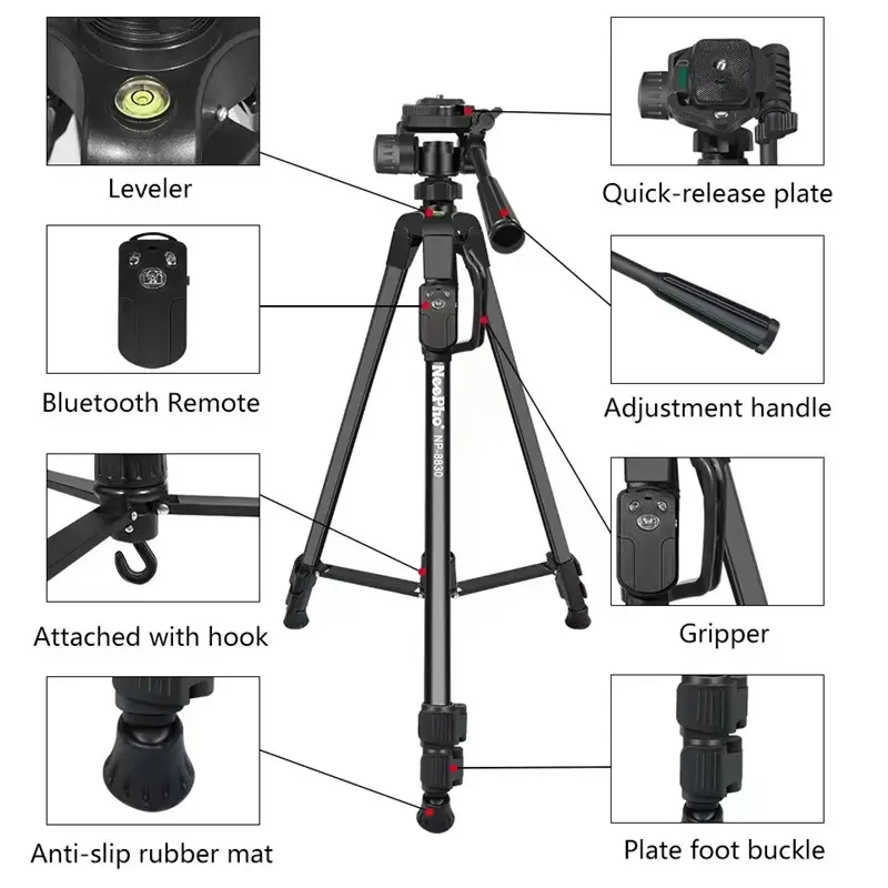 Neepho 8830 Bluetooth 150 cm professioneller Stativständer für dslr-kamera mikro einzel digital-SLR-kamera Aluminium-Stativ für Kamera