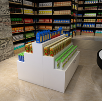 Escalera tipo isla para tienda de venta al por menor, vitrina de exhibición de madera para tienda de flores, soporte de almacenamiento para zapatos y juguetes