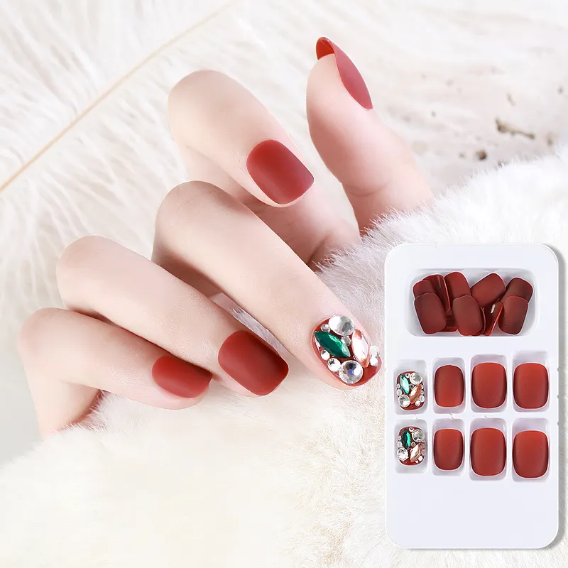French Tips Full Cover Acrylic False Nail Wearing nail patch Wholesale Matte Press On Nails
