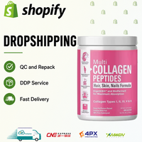 Fournisseurs de produits de suppléments en dropshipping, poudre de peptides de collagène multi-sources, formule pour cheveux, peau et ongles, types I, II, III, V, X, 301g