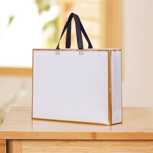 Bolsa de mano a rayas de tela no tejida ecológica personalizable bolsa de compras promocional reciclada patrón de pantalla embalaje personalizado reutilizable - Product Image 6