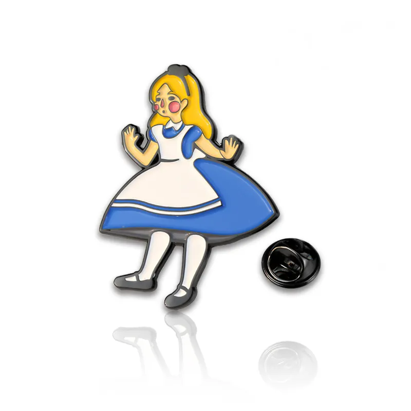 Оптовая продажа от производителя, синяя маленькая девочка, мультяшный милый персонаж, индивидуальный логотип, жесткая эмалированная брошка-значок для лацкана