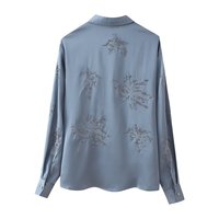 Ensemble femme 2026 : Nouvelle chemise décontractée à manches longues brodée de perles + pantalon rétro brodé de perles pour femme