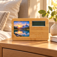 Cadre photo en bambou avec plaque en aluminium, décoration de bureau, cadeaux de Noël, logo personnalisé par transfert à chaud, horloge, date, artisanat numérique