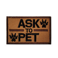 Écusson thermocollant brodé avec empreinte de patte 'Ne pas caresser' pour harnais de chien de compagnie et carte d'identification pour chien d'assistance écologique, avec fixation Velcro