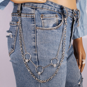 yueli <b>Skull</b> Double Layer Waist Chain Zinc Alloy Hip Hop Punk Style Fashion Accessory For Daily Wear - Product Image 2