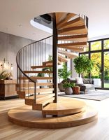Escalier en colimaçon de luxe PRIMA Factory avec structure en acier et marches en bois massif pour projets résidentiels et villas