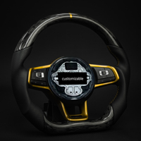 Volant en cuir perforé en carbone forgé avec surpiqûres bleues et palettes de changement de vitesse magnétiques pour VW Passat B8 Magotan Arteon CC