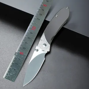 Frame Lock Knife Carbon Fiber Teardrop Tip Satin Finish Folding Knife For Hunting Survival Camping