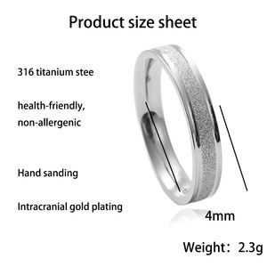 Rose Gold Titanium Steel Frosted <b>Ring</b> Women's Geometric Simple Everyday Wear 23015 - Product Image 4
