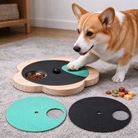 Planche à gratter rotative en bois massif pour chiens, avec gamelle en acier inoxydable et jouet puzzle interactif pour l'enrichissement des chiens