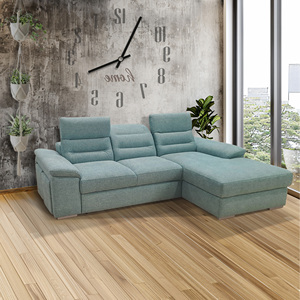 PHIL MOD. SALA DE ESTAR CON 2 PUFES Y PENÍSULA DE ALMACENAMIENTO DERECHA EN TELA RESISTENTE AL AGUA - Product Image 1