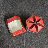 Boîte d'emballage hexagonale personnalisée pour bougies, avec fenêtre PVC, impression UV rouge, motif floral, pour bougies parfumées de Noël, boîte cadeau en papier