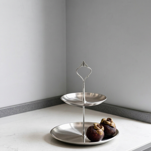 Support à gâteau à deux niveaux en métal brillant, plateau de service multi-étages réutilisable pour pâtisseries, décoration de fête, décoration de la maison, cadeau - Product Image 1