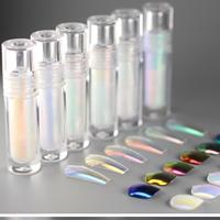 Bubuk Cermin Ajaib Cair Aurora 2026, Bubuk Krom Cair Cepat Kering untuk Seni Kuku Salon DIY
