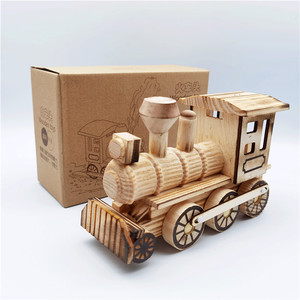 Venta al por mayor adornos locomotora juguete de simulación de madera regalos para niños tren de madera - Product Image 6