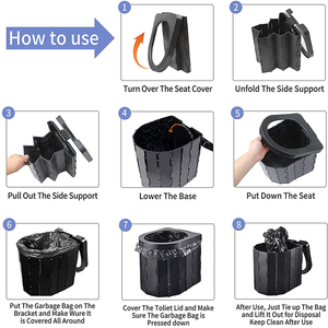 KingGear-orinal portátil de plástico <span class=keywords><strong>para</strong></span> acampar al aire libre, inodoro plegable <span class=keywords><strong>para</strong></span> adultos, lavable - Product Image 5