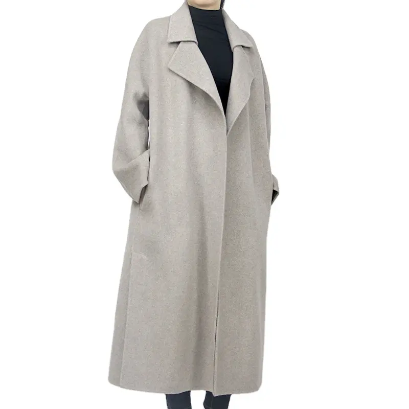 Low price comfortable wool coats single button and lapel design full spring warm women long wool jacket