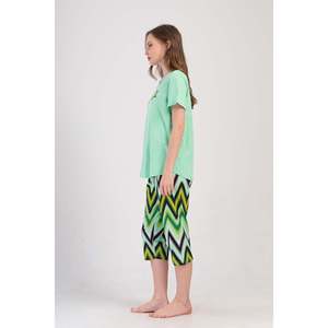 Conjunto de pantalón capri y top de cuello redondo KADIN P.SUPREM XXL O YAKA KISA KOL ETEGI OVAL - MINT - MINT - Product Image 3