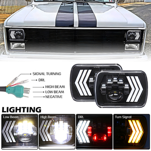 Faro Delantero para Auto, 7 Pulgadas, 100W, 12V, 8000 Lúmenes, Izquierdo y Derecho, 3 Flechas DRL, Luz de Conducción de Doble Color, Bombilla para Auto, Camioneta, Todoterreno - Product Image 3
