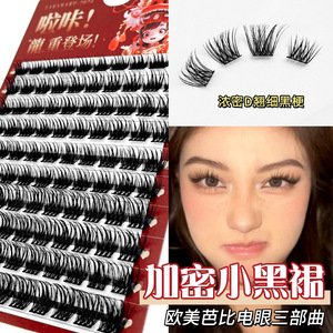 Faux cils 10 rangées style croisé épais et recourbés effet 3D fabriqués à la machine fibres importées bouquets individuels pour les Européennes et Américaines - Product Image 3